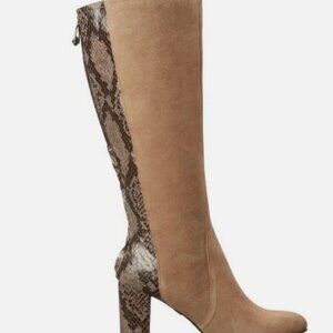 Anne Klein Nilise Tan Suede Boots Snake Skin 10.5